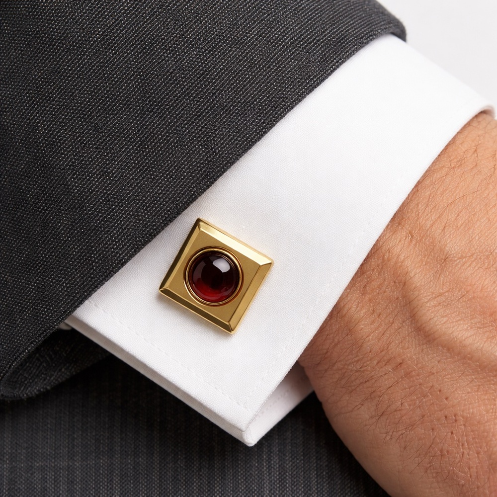 1954 Swank Gold & Red stone Cuff-Links